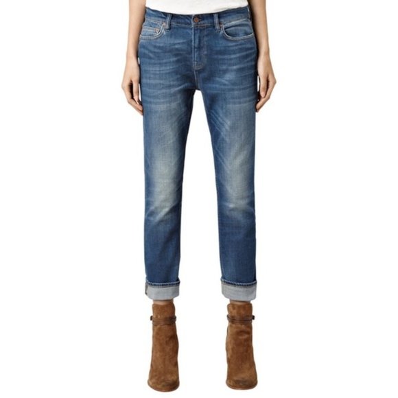 Allsaints "Slim Boys" Boyfriend Fit Medium Indigo Wash Jeans Size 24 - Picture 14 of 14